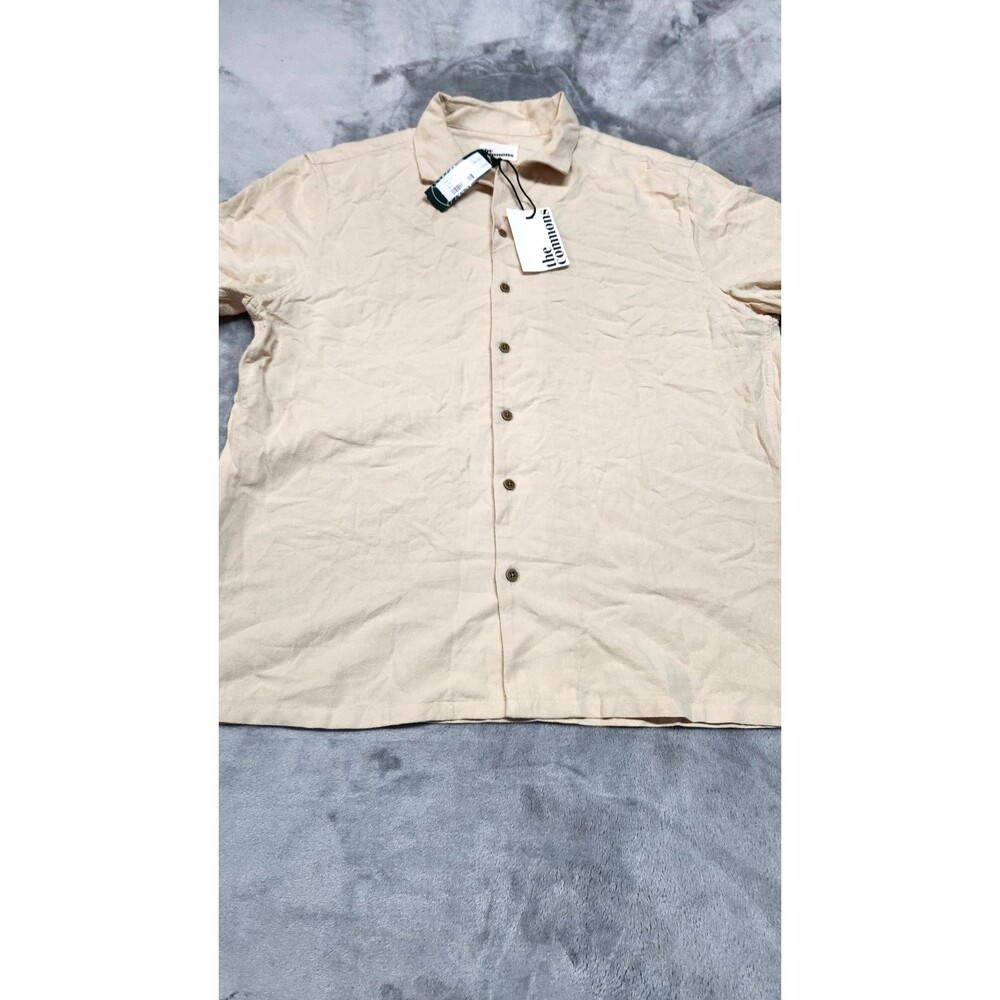 The Commons Men's Large Beige Linen/Rayon Camp Collar‎ Shirt NWT